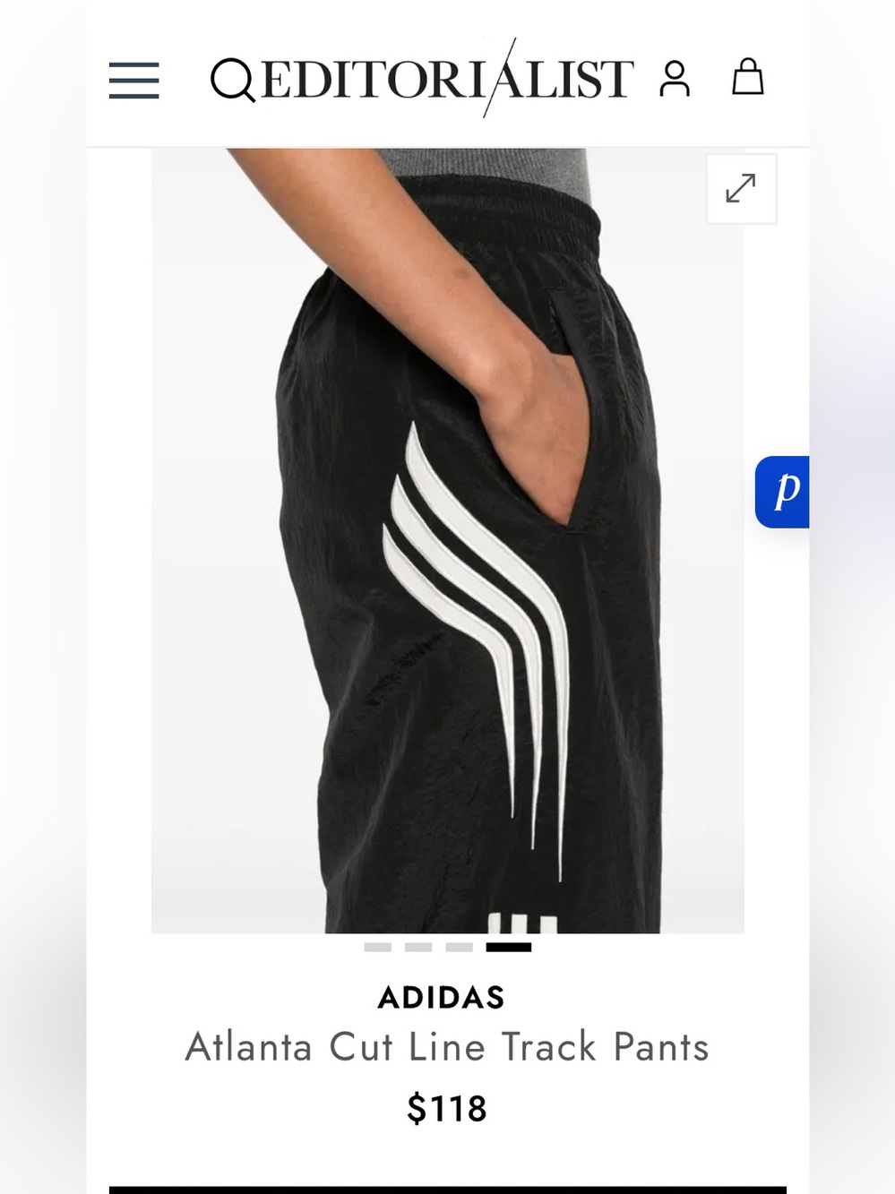 adidas Wide-Leg Atlanta Cut Line Track Pants in Black - Picture 6 of 13